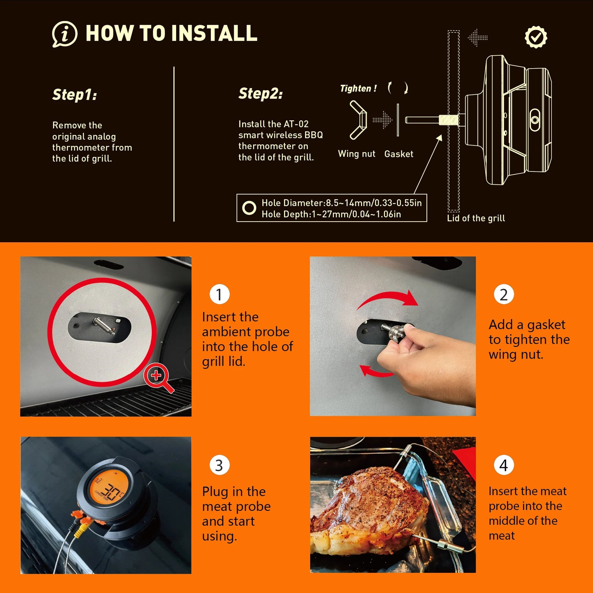 Digital Grill Lid Thermometer with Probes - The Legit Pit